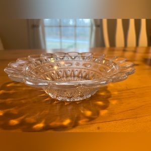 Vintage Glass Candy Or Nut Bowl With Beautiful Scalloped Edges
